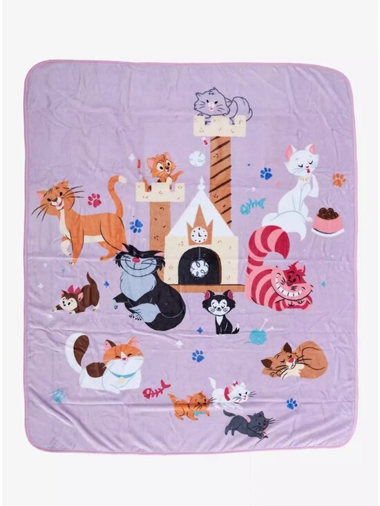 Disney Cats Group Throw Blanket 50" x 60" NEW - Picture 1 of 5